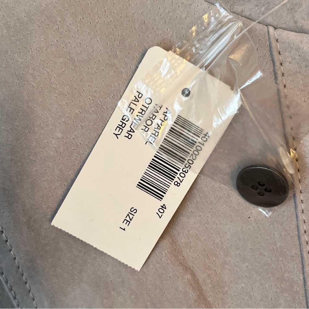 Chicos Women’s Suede Gray Jacket Sz 1 Button Front Military Mandarin Collar NWT - Picture 7 of 12